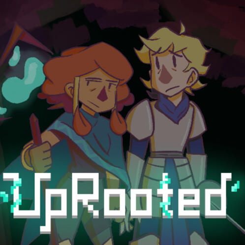 Image of UpRooted's title art, Anaiah and Finn stand side by side